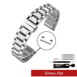 Premium Curved End Stainless Steel Watchband Bracelet Replacement Strap - 22mm (Silver)