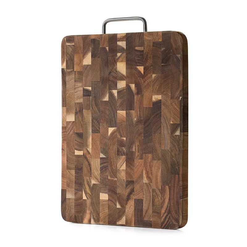 Thick End Grain Acacia Wood Cutting Board, Double Handle Heavy Duty Butcher Block, Mold Resistant Chopping Board for Kitchen 6