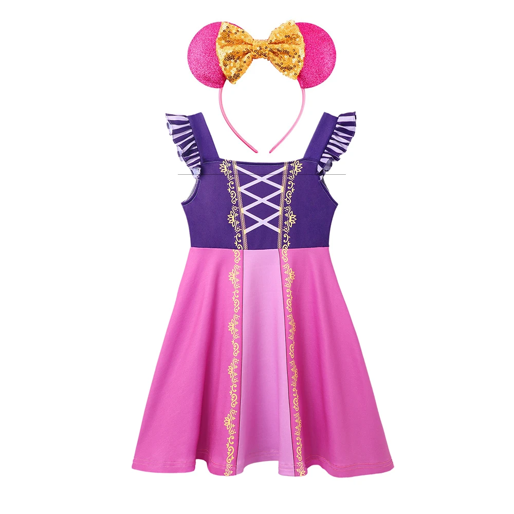 thumbnail image 1 of Disney-vestido de Minnie Mouse para niña, traje informal de corte en A, sin mangas, sirena Ariel Rapunzel, ropa para niños de 3 a 8 años, 1 of 5