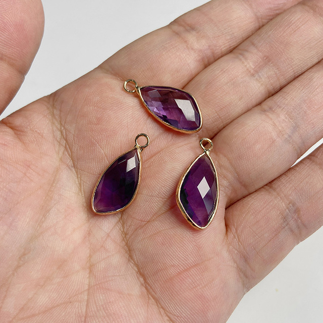 Purple Amethysts Quartz Crystal Pendant Charm Connector For Healing Pendulum Jewelry Making Diy Earring Necklace Gifts