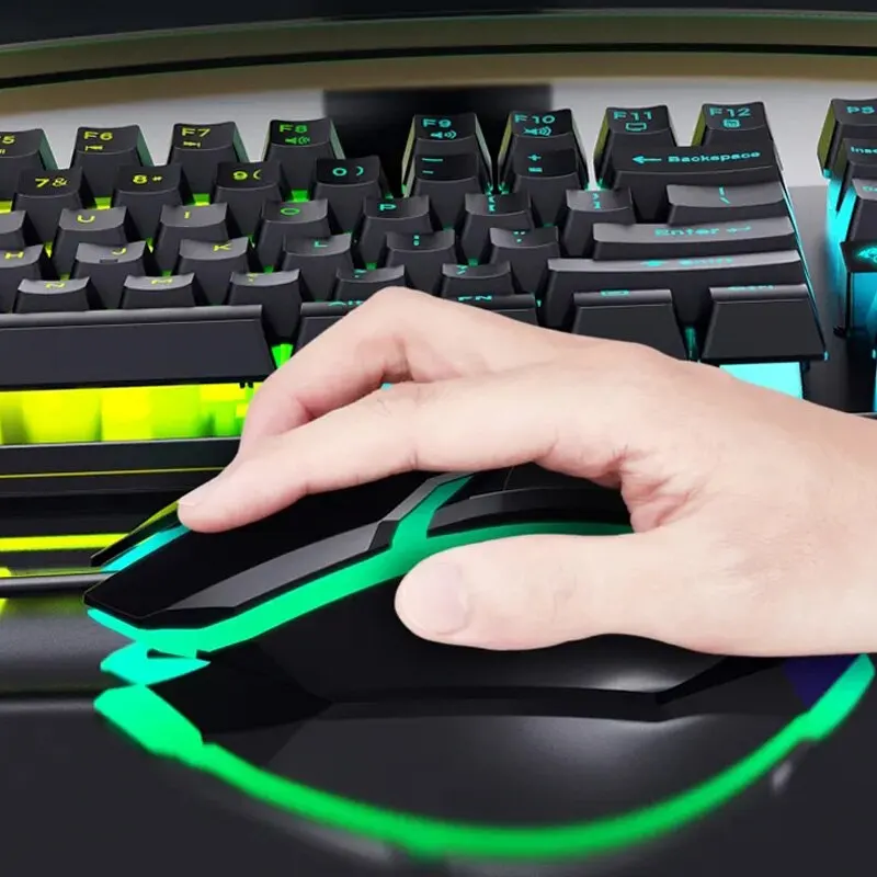 Wired Keyboard and Mouse Set Gaming 8310 for Desktop Laptop Computer Single Rainbow Backlit