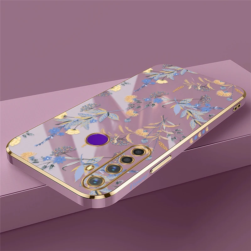 Elegant Floral Silicone Phone Case with Plating Lens Protection & Shockproof Design