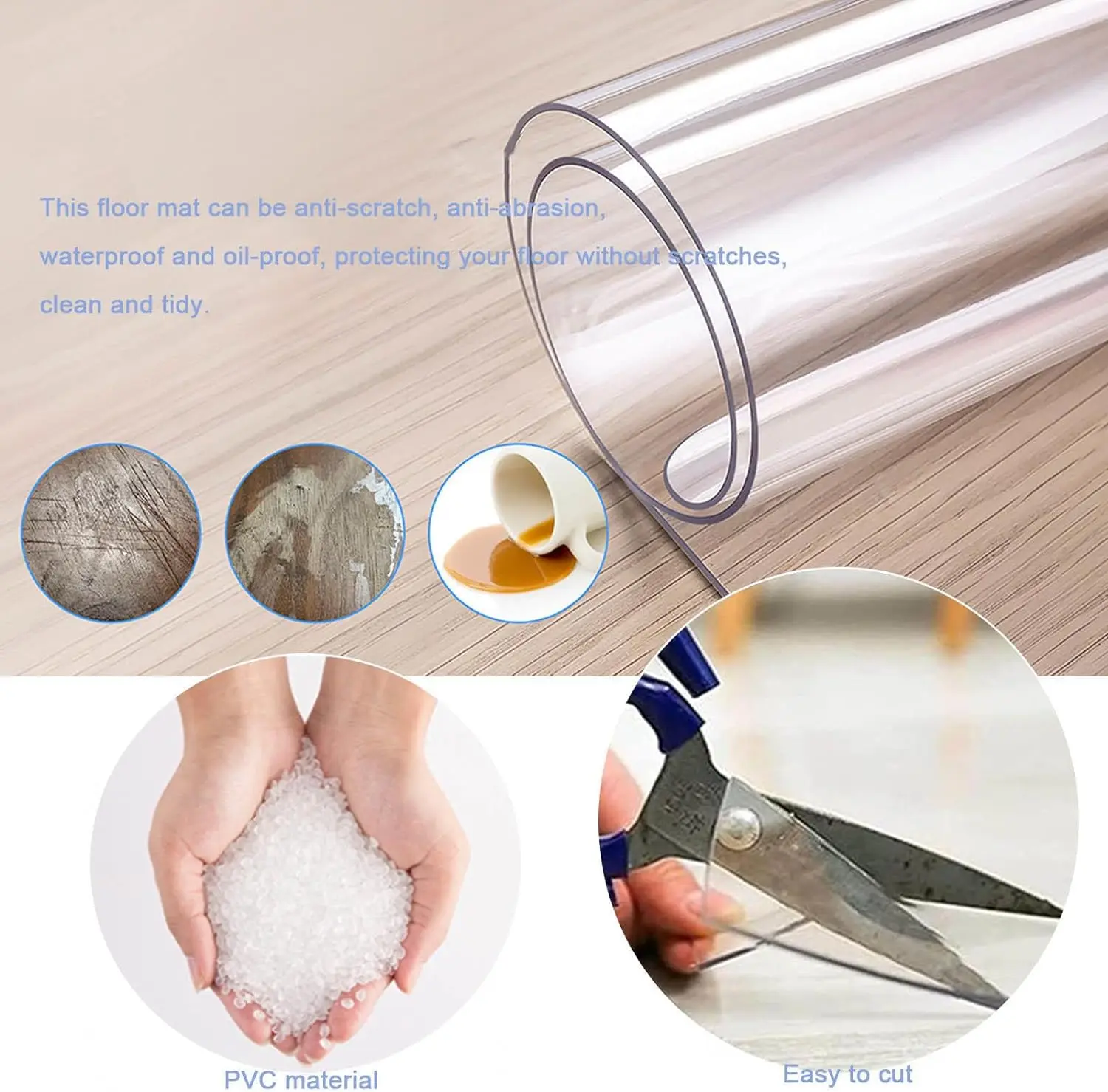 Transparent PVC Desk Mat Waterproof Non-Slip Durable Ideal for Home Office Desktops