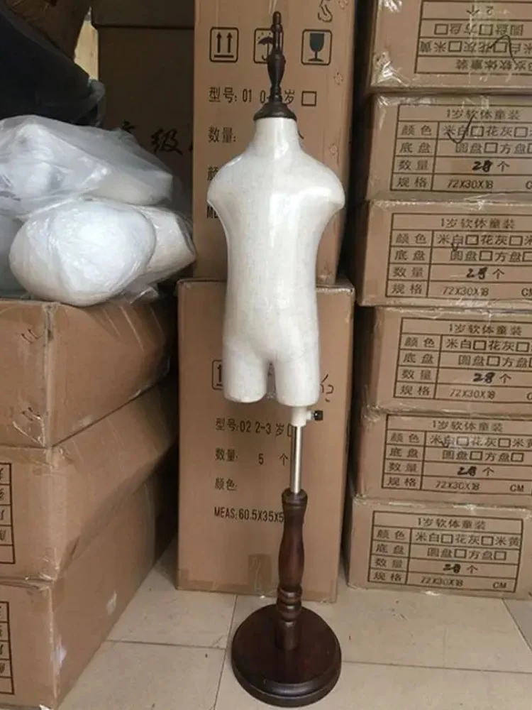 1-2 세  절반 몸통 어린이 현실적인 1pc 마네킹 디스플레이 원형 나무 기본 패..