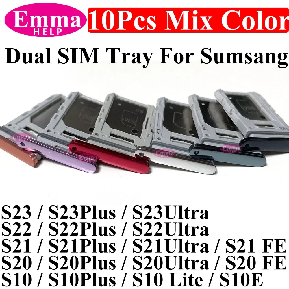 10pcs Dual Sim Tray Holder For Samsung Galaxy S24 S22 S21 Plus S23