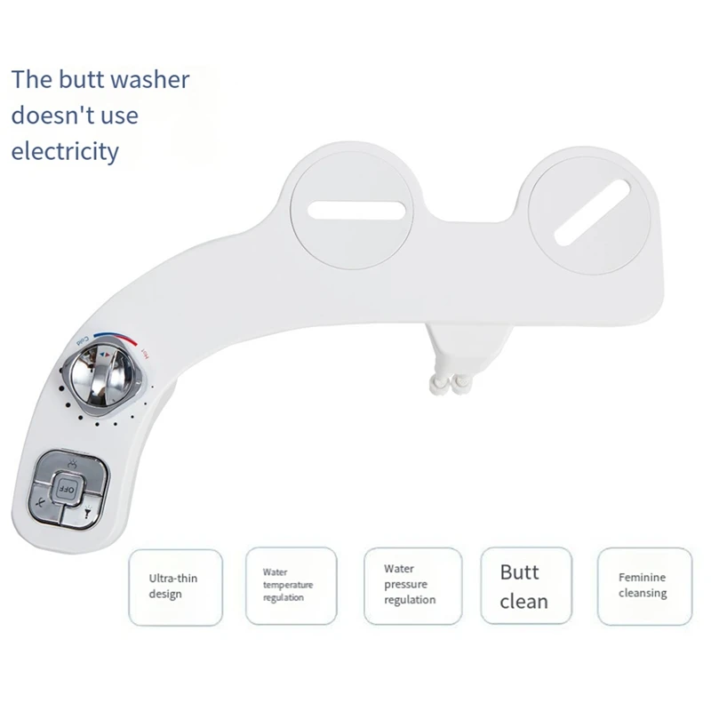 Bidet Attachment Sprayer For Toilet Non-Electric Self-Cleaning Dual Retractable Nozzles Adjustable Water Pressure