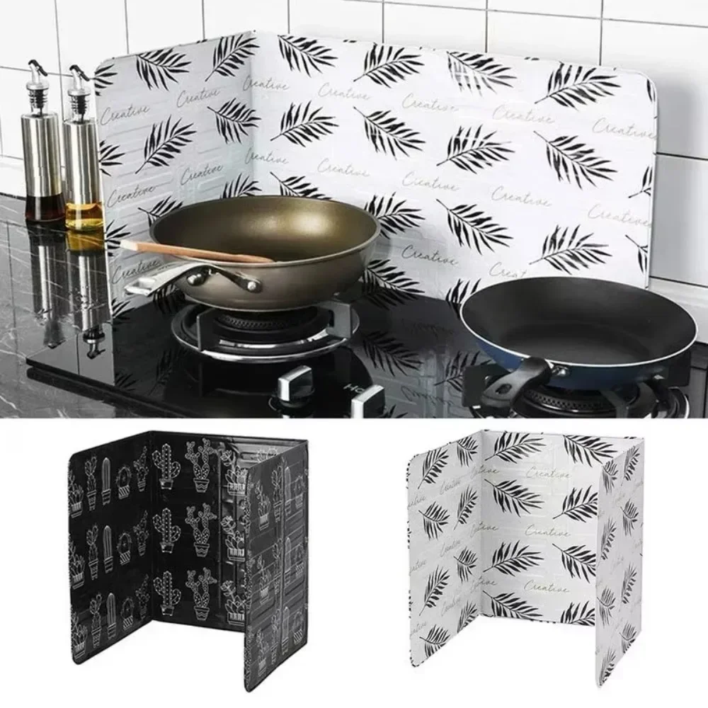 2PCS Foldable Kitchen Gas Stove Baffle Plate Board Aluminum Oil Splash-proof Protection Screen Heat-resistant Specialty Tool kitchen splatter screen kitchen splash guard