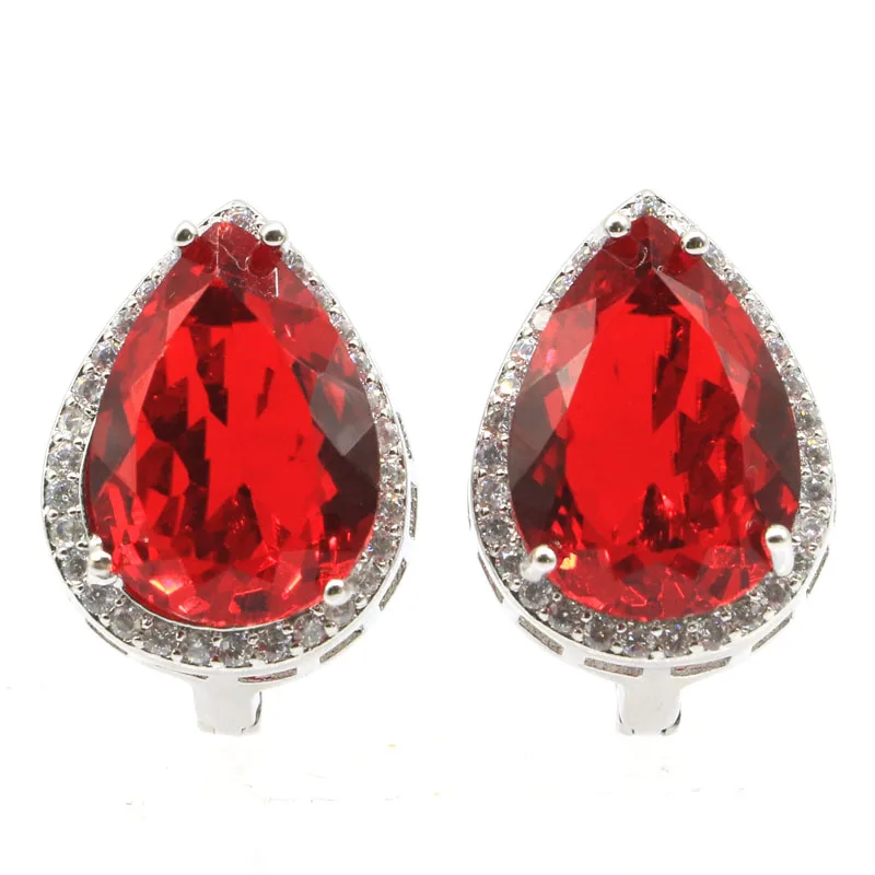 22X16Mm Splendida Goccia Verde Tsavorite Granato Citrino Dorato Tanzanite Rosa Kunzite Sangue Rubini Cz Orecchini In Argento