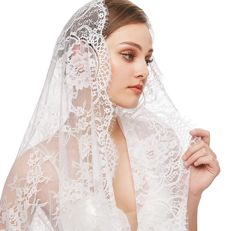 Lace Mantilla Veil Soft & Comfortable Exquisite Floral Design Head Covering for Women Girls Catholic Church Veils