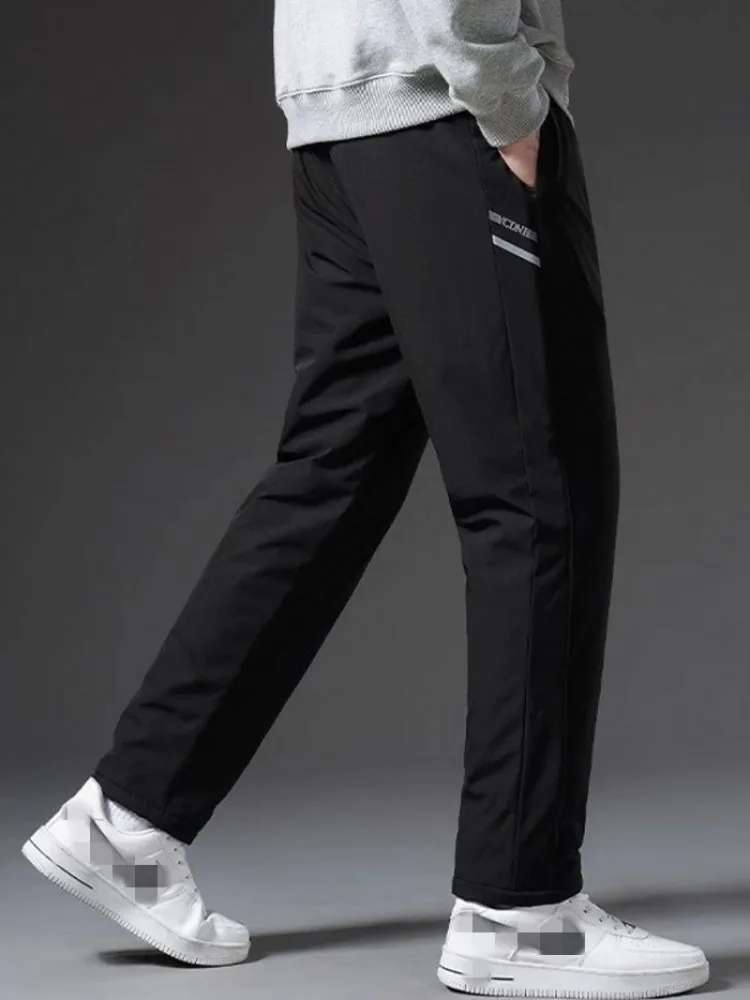 Winter Hiking Pants Mens Loose Fit Warm Fleece Liner Straight Joggers Plus size 7XL Camping Outdoor Trekking Sweatpants Trousers
