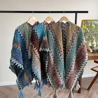 Buy Introducing Our Latest Collection: Stylish Knit Ponchos with Tassel Details for Autumn and Winter. Stay Fashionable in the New Loose Tassel Jumper Scarf – Perfect for Spring and Fall. Discover Elegant Cloak Coats and Lady Sweaters with Irregular Designs. Upgrade Your Wardrobe with These Chic Spring Knitting Pullovers Online - Image 4