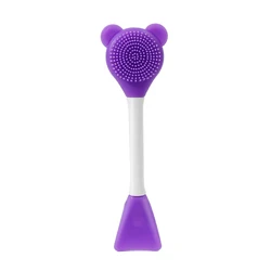 Dual-Head Silicone Facial Mask Applicator and Spatula Set (Purple)