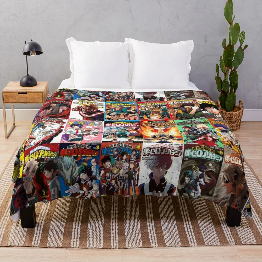 

My hero academia Cover Collage Throw Blanket sofa blanket with tassels hairy blanket double summer blanket picnic blanket