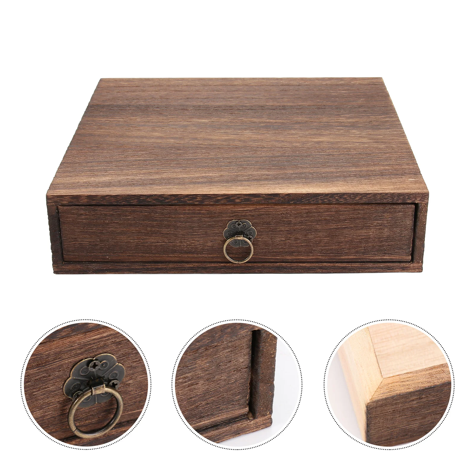 

Wooden Tea Box Tea Vintage Wooden Tea Drawer Pu'Er Tea Box Tea Storage Box Drawer