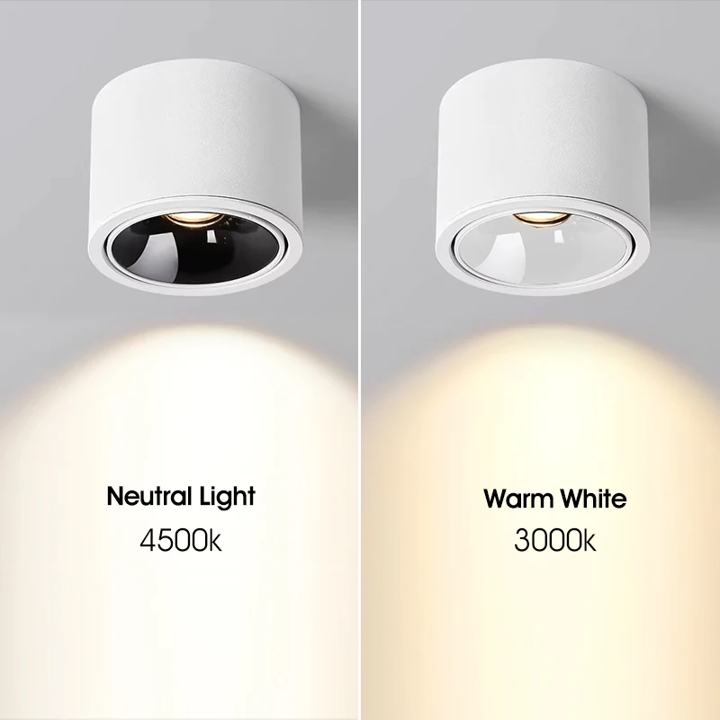 LED Downlight Surface Mounted Ultra Thin Adjustable Angle 7W 220V Ceiling Spotlights Anti Glare for Living Room Study Home Decor