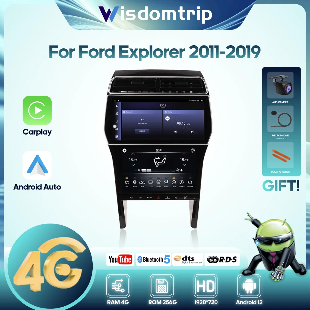 

For Ford Explorer 2011-2019 Car Smart Multimedia Video Player Radio GPS Navigation 4G WIFI Carplay+Auto Android12