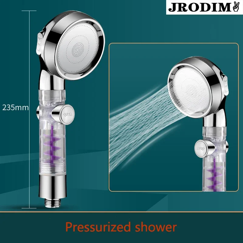

Pressurized Shower Head Adjustable 3 Mode Turbo High Pressure Water Saving Showerhead Bathroom Accessries SPA Shower Head Spray