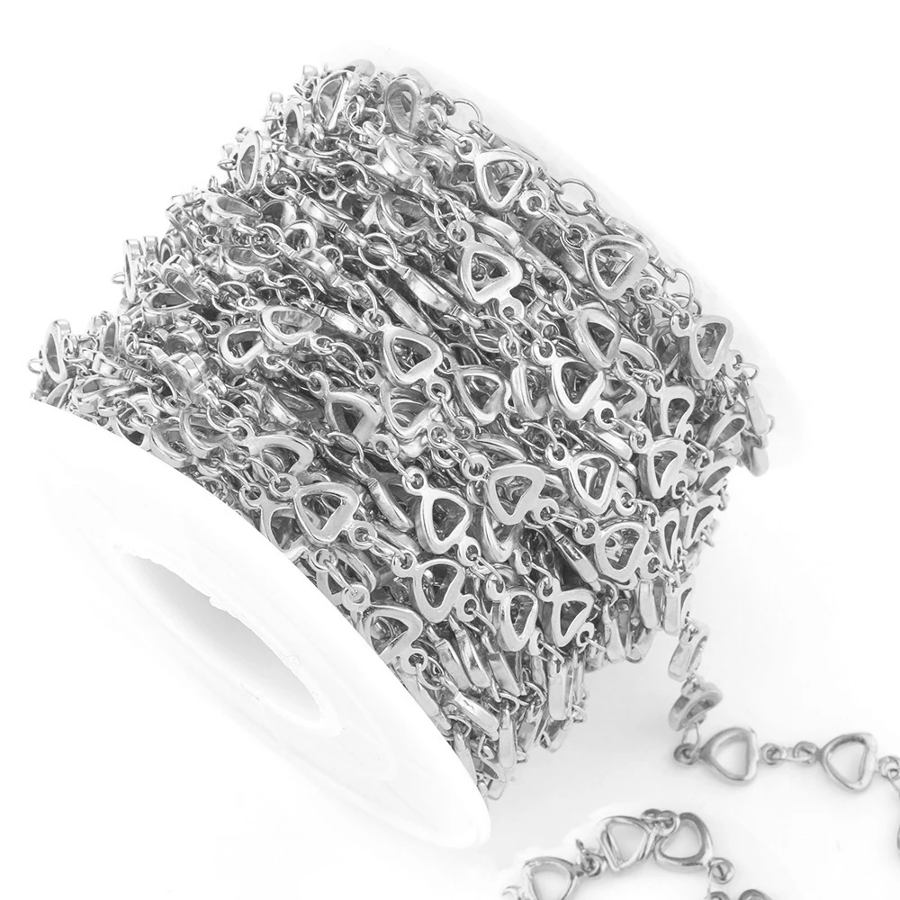Großhandel 1 Meter Edelstahl Herz Klee handgemachte Gliederkette für DIY Halskette Armband Schmuckherstellung – Detail 6