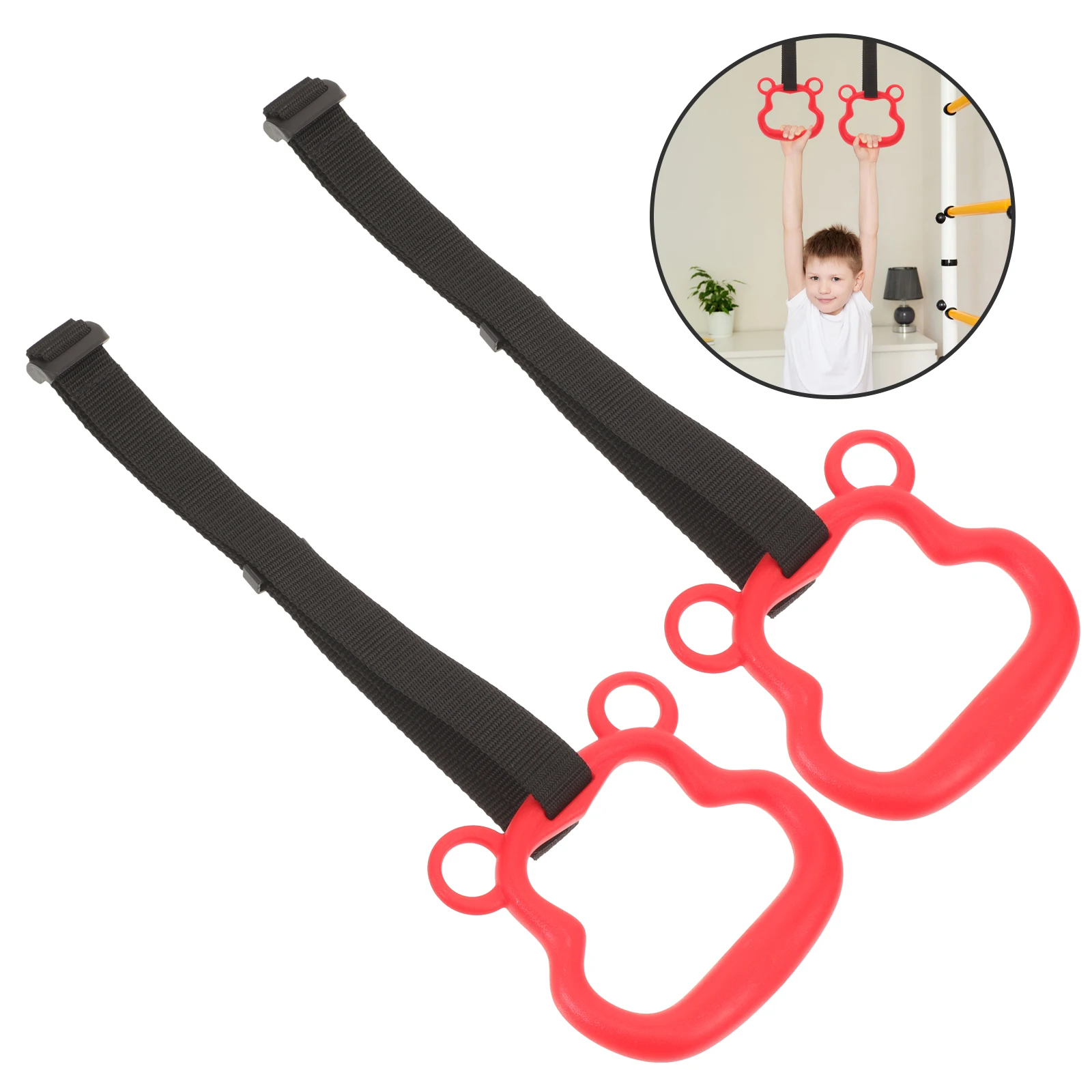 2Pcs Portable Gymnastics Rings Gym Pull-Up Equipment Hanging Rings Kids Workout Children'S Fitness Home Pull-Ups