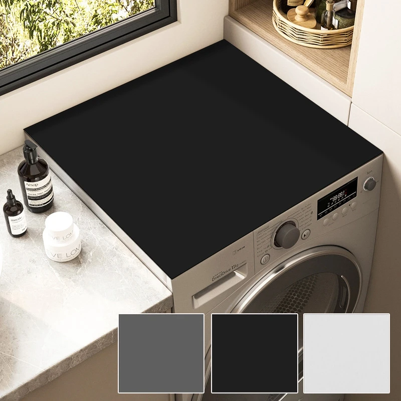 Waterproof Washing Machine Mat Cover Solid Color Faux Leather Dust Proof Pad Refrigerator Cabinet Top Dustproof Mats Home Decor