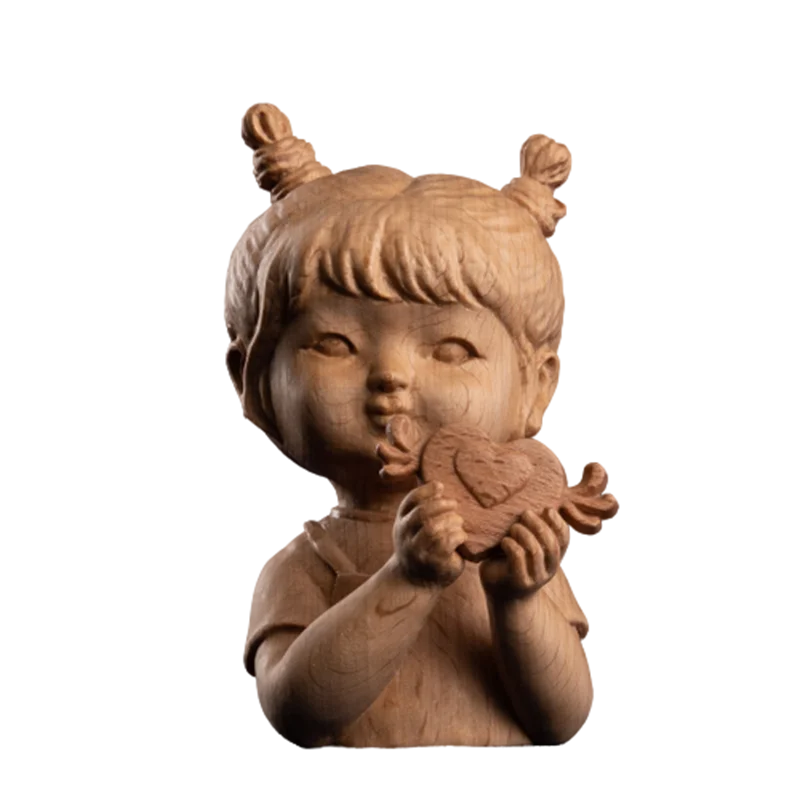 

Cute Love Peace Girl Decoration Small Statue Wooden Statue Cartoon Children's Gift