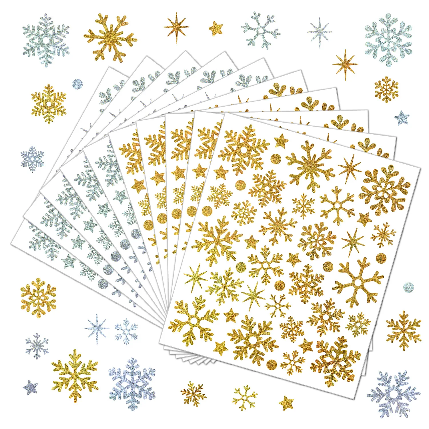 1/6 stücke Glitter Weihnachten Aufkleber Exquisite Glänzende Laser Schneeflocke Patches Geschenk Box Lebensmittel Tasche DIY Aufkleber Weihnachten Party Dekorationen – Detail 16