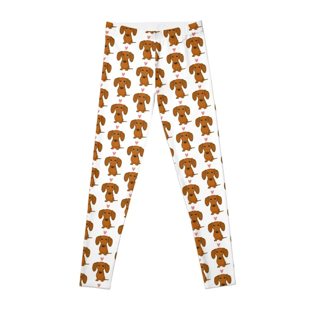 

Cute Cartoon Dachshund with Heart Leggings legging gym push up legging Womens Leggings