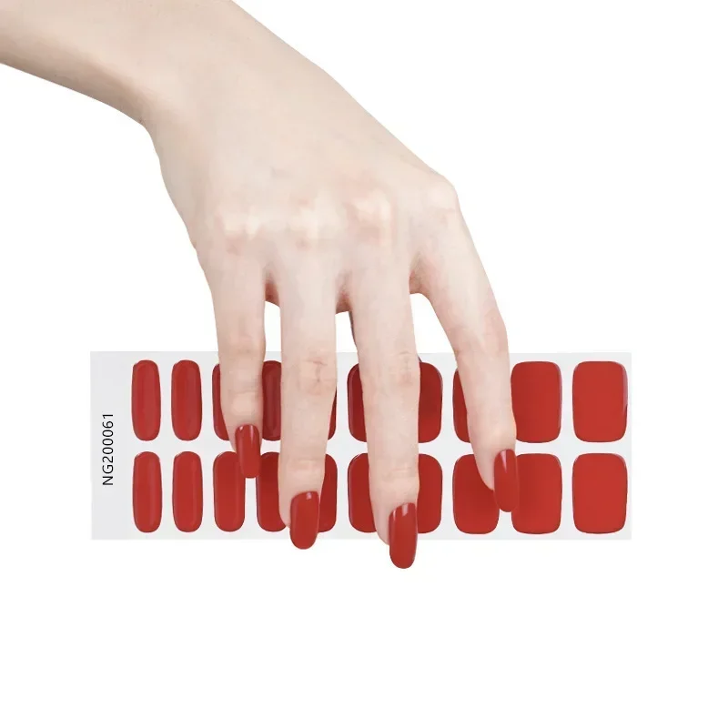 20/16 Strips Semi-cured Gel Nail Stickers Solid Color Semi-baked Stickers Nail Charms Full Cover Decals UV Lamp Need nail stickers decorative stickers nail art decoration nail decals