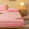 Solid Color Fitsheet With Elastic Band Bedsheet High Quality Fitted Sheet Single Double Twin Queen Size Mattress Cover 3
