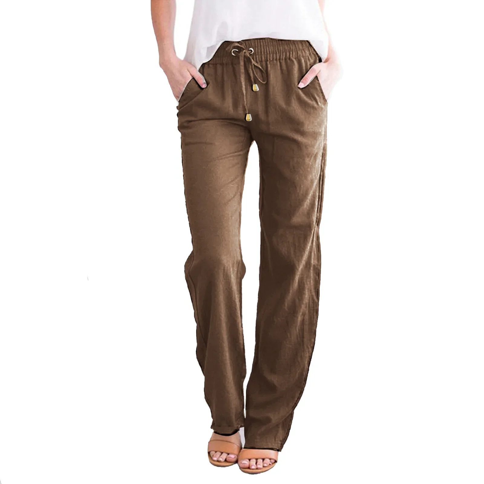 Women Cotton Linen Trousers Spring Summer 2023 Straight Baggy Pants for Lady Casual Wide Leg Pants Women