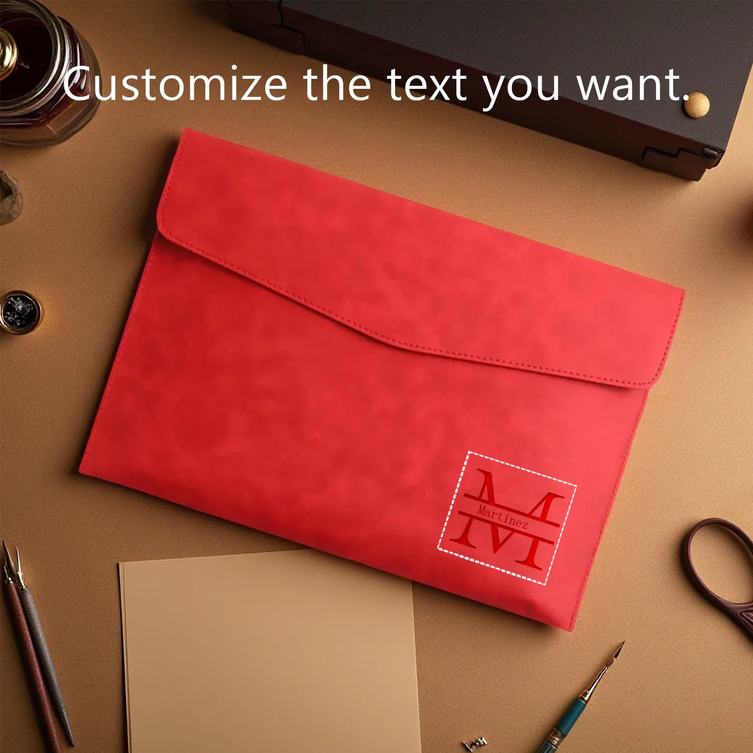 Personalized Leather A4 File Bag - Waterproof & Durable Folder for Business, Office, and School