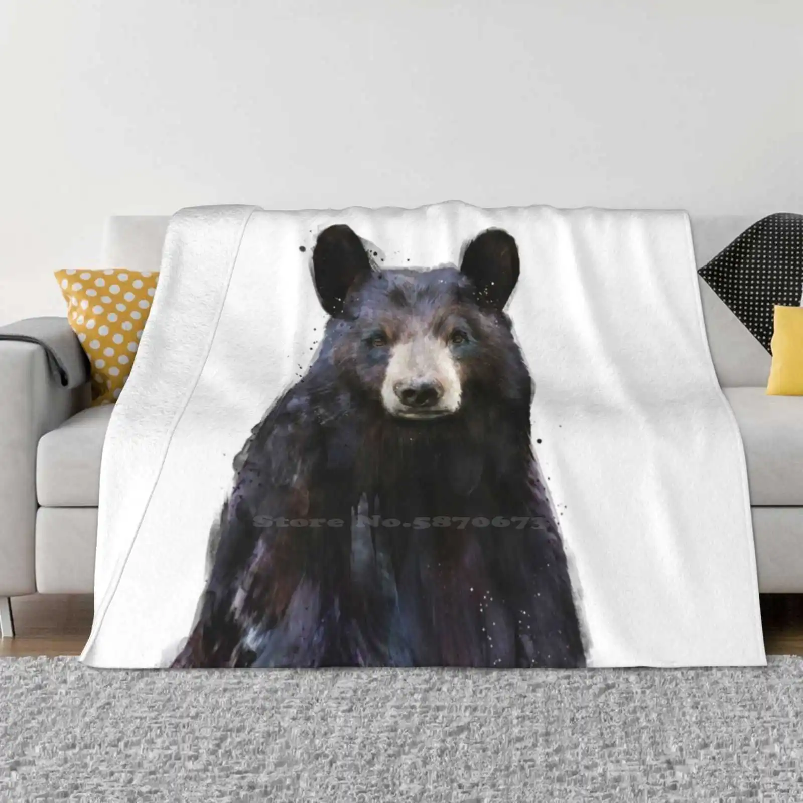 

Black Bear New Arrival Fashion Leisure Warm Flannel Blanket Black Bear Bears Nature Animals Wildlife Creature Forest Fauna