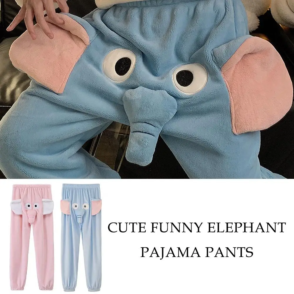 

Funny Women Pants Autumn And Winter Funny And Cute A Ringing Couple With Pajama Trunk Pants Elephant J4Q7
