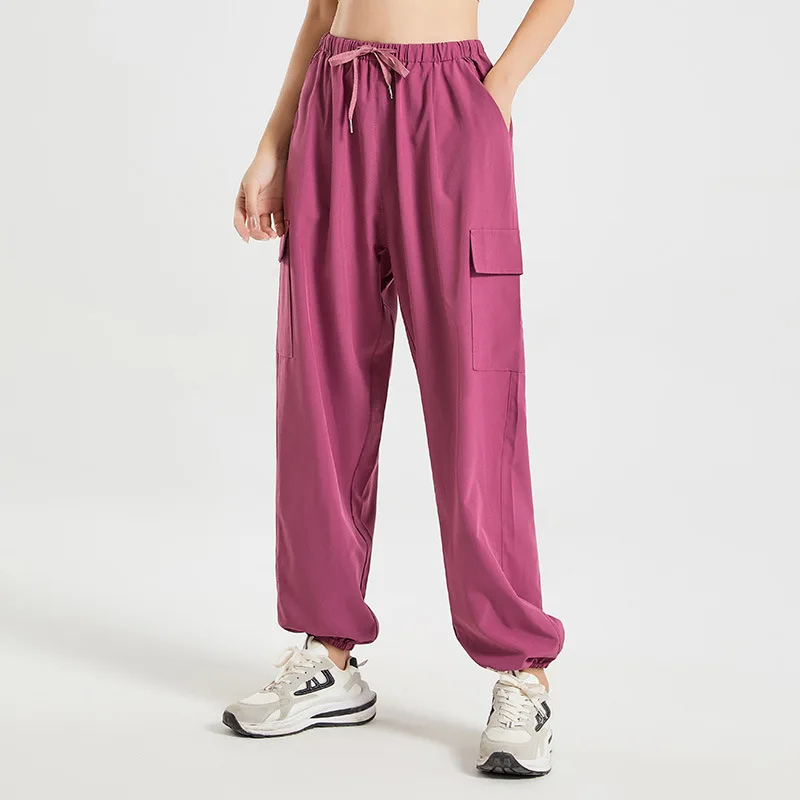 

Plus-size Casual Loose Pant Women Pockets 2024 New Autumn Sweatpants Soft Cargo Lady Sport Drawstring Camping Outdoor Trousers
