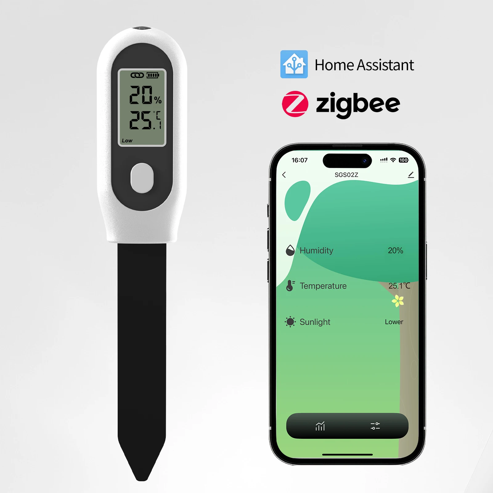 Tuya Zigbee Soil Moisture Sensor Temperature Sunlight Humidity Meter ...