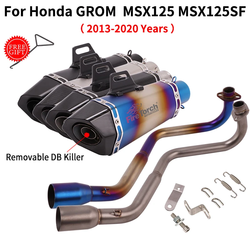 

Motorcycle Exhaust Escape System Modify Full Muffler Moto DB Killer Slip-On For Honda GROM MSX125 MSX 125 MSX 125 2013 - 2021