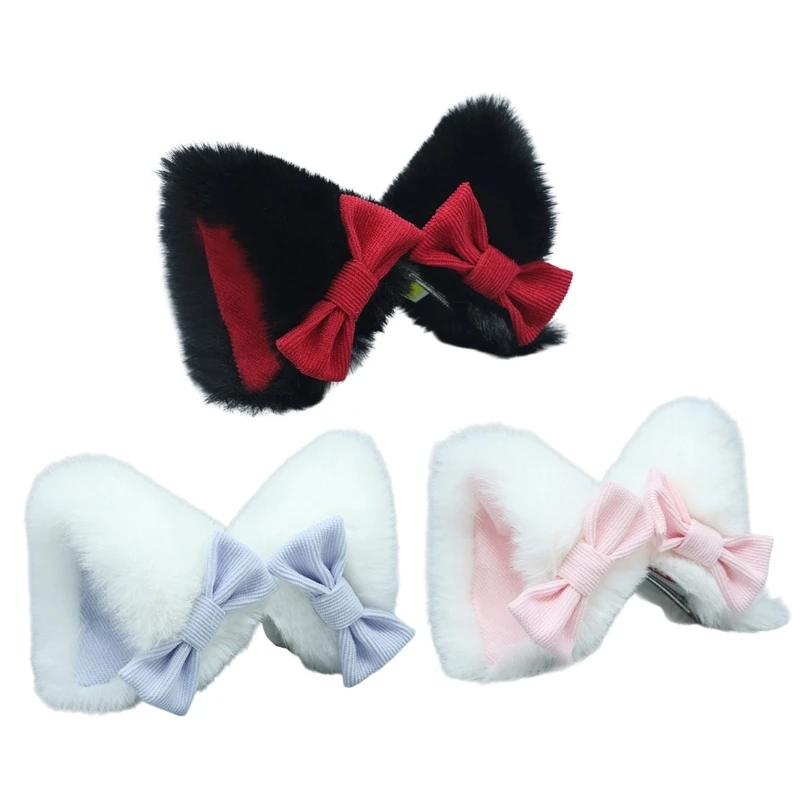 

Kitten Ears Hair Clip with Bows Masquerades Halloween Headwear Party Costume