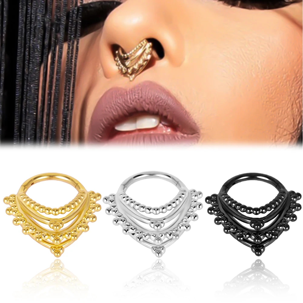 Vanku 1PCS Neue Chirurgische Edelstahl Elegante Nase Bolzen Klapp Septum Ohrringe Knorpel Tragus Helix Piercing Frauen Schmuck – Detail 9