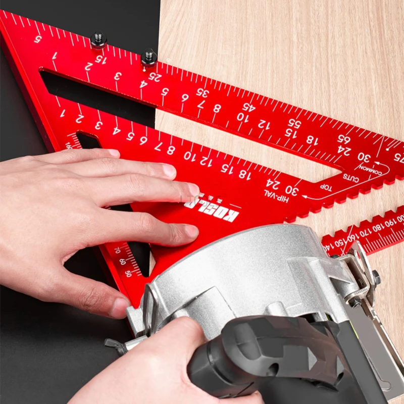 New Woodworking Punching Positioning Triangle Ruler 45°/90° Angle Ruler Aluminum Alloy Drill Bit Gauge Precision Measuring Ruler