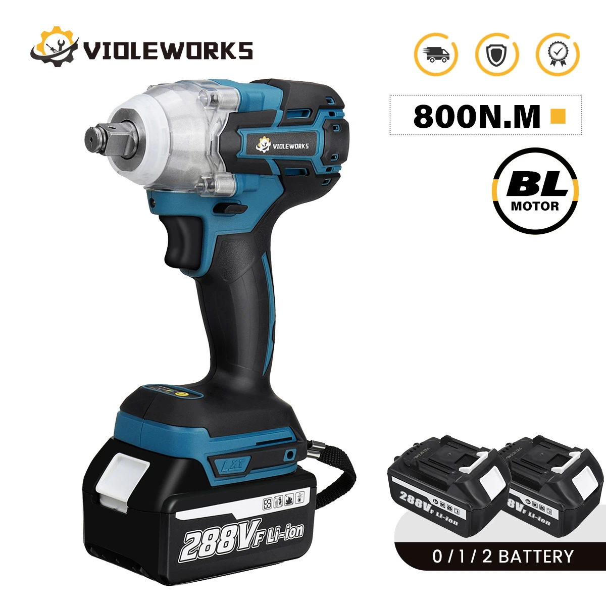288vf Brushless 800 N.m Torque Electric Impact Wrench 1/2 In With 22800mah Lithium-ion Battery 6200rpm For Makita 18v - Electric Wrench - AliExpress