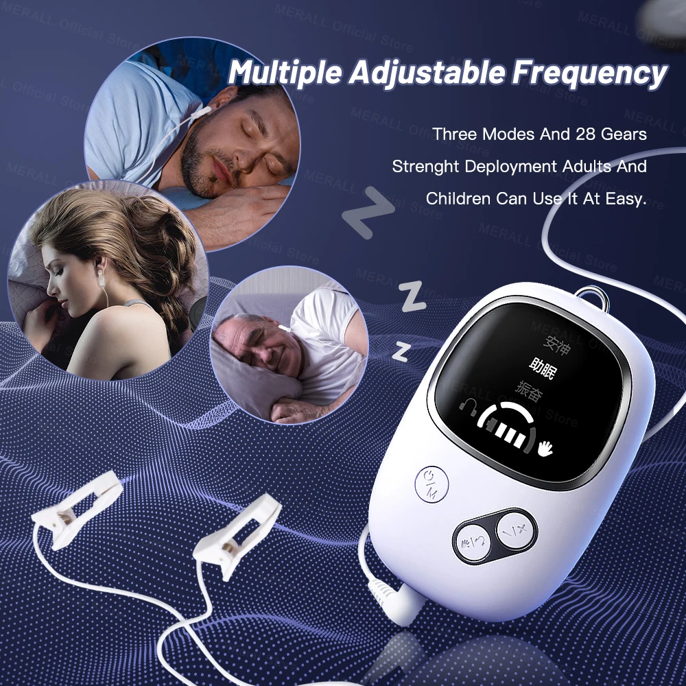 CES Sleep Aid Device Microcurrent Pulse Therapy Ear Clip Sleep Device Relax Anxiety Insomnia Hypnosis Soothing Help Sleep