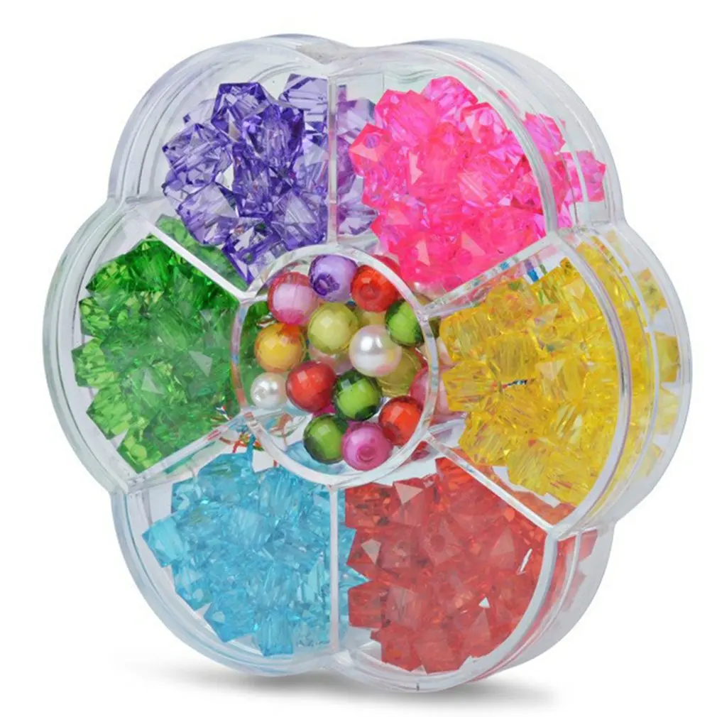 

Children Beads Plum Blossom Box Set DIY Handmade Bead Toy Necklace Building Kit Girl Weaving Bracelet Jewelry Making Toy Gift