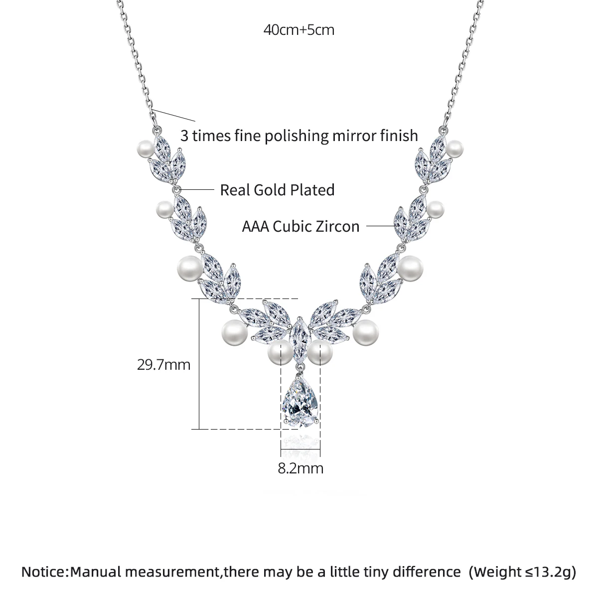 LUOTEEMI European and American Wedding Bridal Imitation Pearl Necklace for Women Cubic Zircon Bride Ceremony Party Accessories