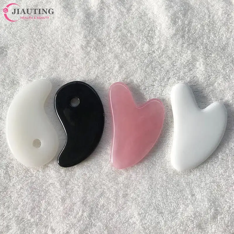 1pc Beeswax/Jade Guasha Scraping Massage Scraper Face Massager Acupuncture Gua Sha Board Acupoint Face Eye Care SPA Massage Tool
