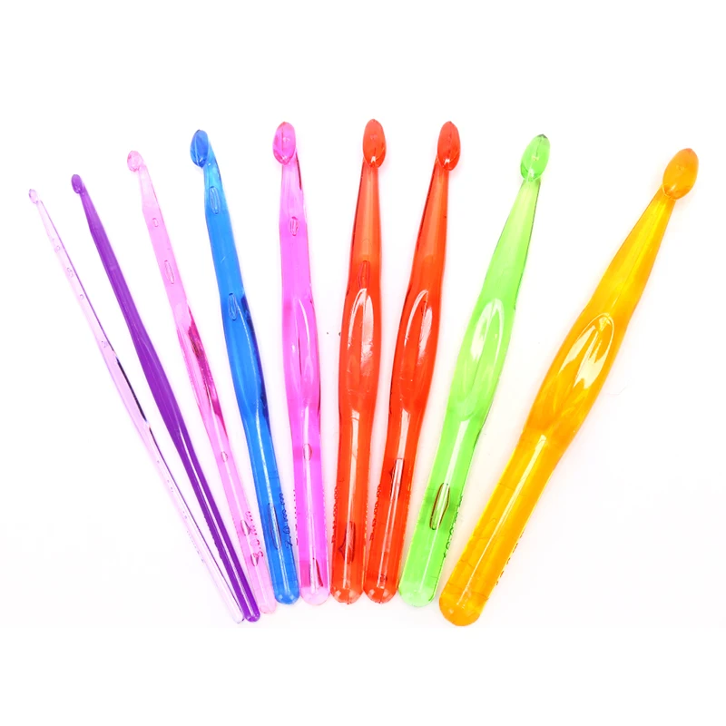 8/9pcs Soft Handle Colorful Aluminium Alloy Crochet Hooks Knitting Needles Set Sewing Knitting Chrochet Hooks DIY