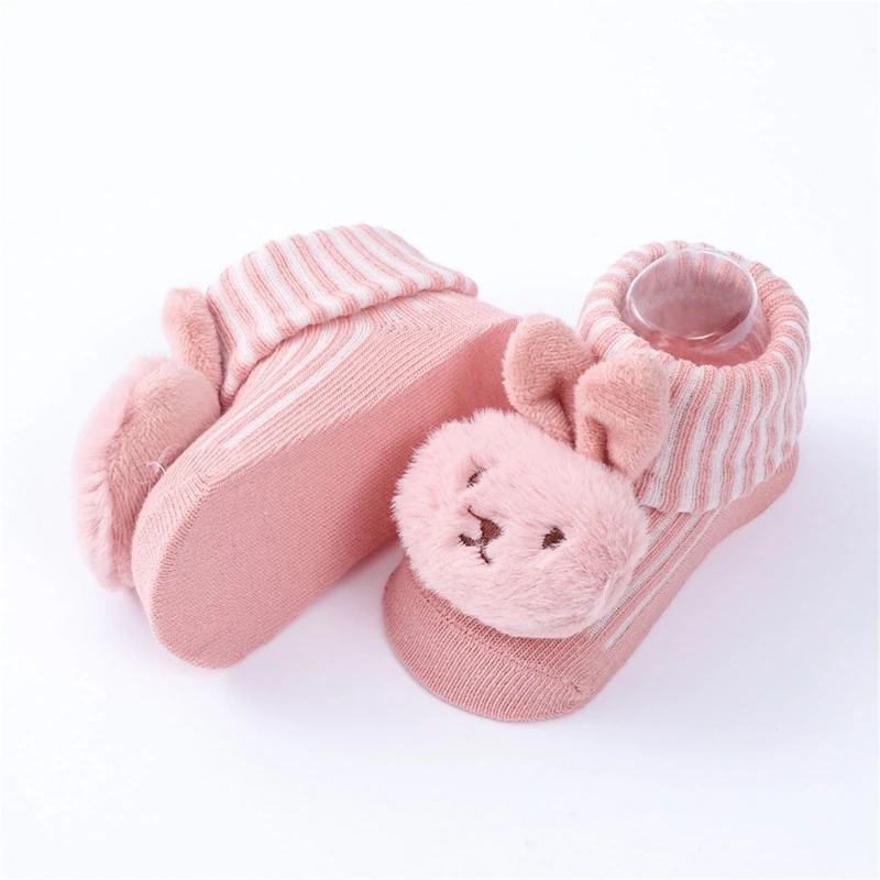 Set of 3 Pair Baby Knitted Socks Soft and Comfortable Infant Knit Booties Cartoon Elastic Floor Socks for 3-12 Months