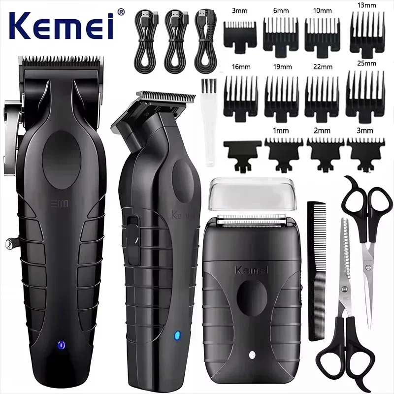 Kemei KM-2296 KM-2299 KM-T95 Kit de tondeuse à cheveux professionnelle ou rasoir à lame Machine de coupe de cheveux masculine Machine de tondeuse pour hommes