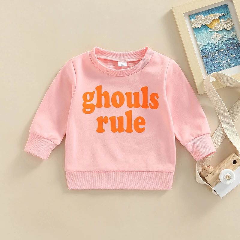 FOCUSNORM 3 Colors Halloween Baby Girls Boys Sweatshirt Tops 0-3Y Letter Printing Long Sleeve Pullover Outwear