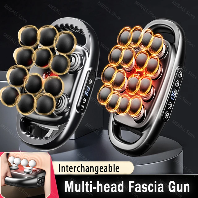 16&12 Heads Electric Fascia Gun High Frequency Vibration Muscle Massager Back Leg Massage Shaping Fitness Tool Red Light Massage