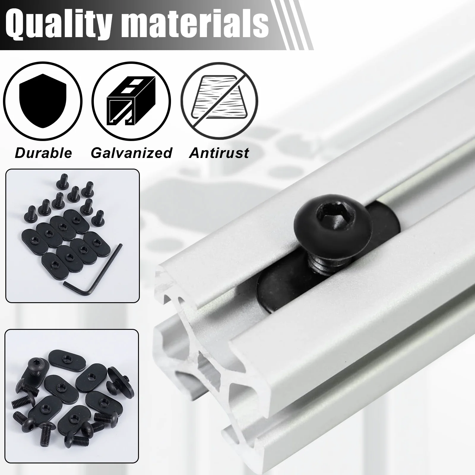 40Pcs T-Nut with Bolt 1/4inch-20 Galvanized Iron Centered Hole Sliding Thread T Slot Track Slot Accessories T-Nut Centered Slide